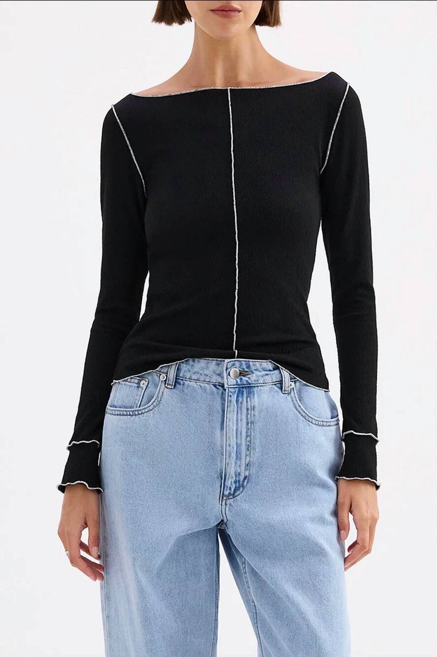 NEW NUDE LUCY ria long sleeve top in black
